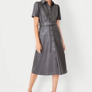 Ann Taylor Women's Faux Leather Midi Dress - NWT